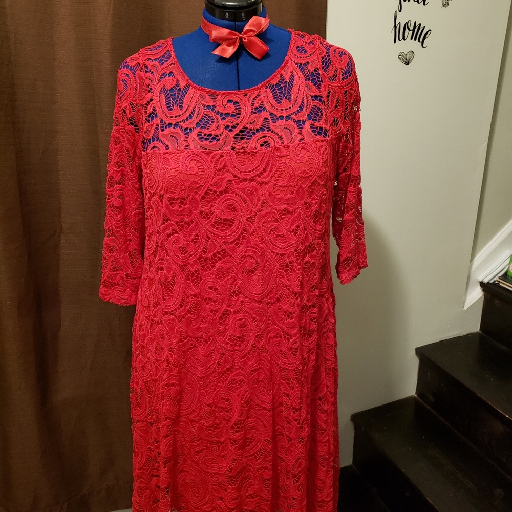 Red lace dress